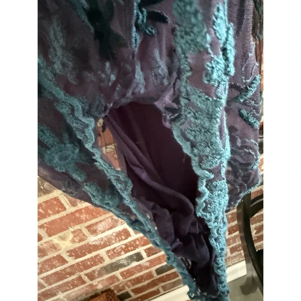 Sundance Midi Dress Small Rhapsody Embroidered Lace Overlay Teal Blue No Liner‎